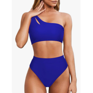 MOOSLOVER Women Cutout One Shoulder High Waisted Bikini High Cut Two Piece Swimsuits
large