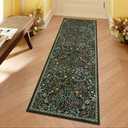 Moynesa Floral Kitchen Runner Rug 2x6, Washable Runners for Hallways Non Slip Green Soft Bathroom Carpet Runner, Boho Ultra Thin Botanical Runner for Laundry Room Entryway, Green