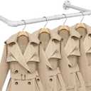 Industrial Iron Pipe Clothes Hanging Bar DIY Wall-Mounted Garment Rack Heavy Duty Clothing Rack for Bedroom, Laundry Room, Closet Storage (White 24 inch)