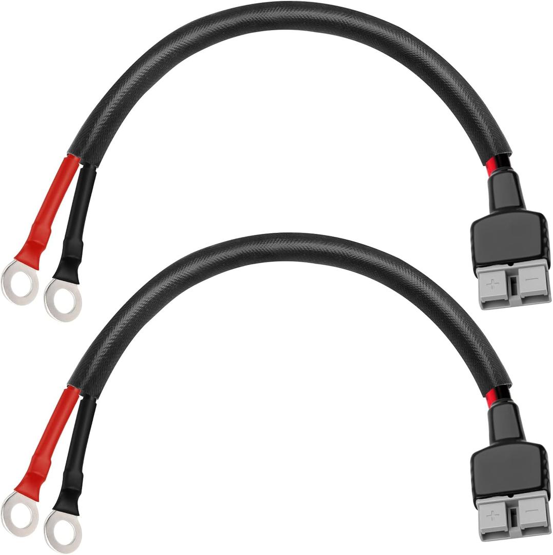 XRDS -RF 8AWG Battery Quick Connect Cable 1FT 2PCS, 50 Amp Anderson-Style Connector to O-Ring Terminal, for Solar, RV, EV, and Backup Power Systems