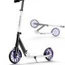PHOEROS Kick Scooter for Kids Ages 6-12,Teens & Adults, Youth. Lightweight Aluminum Kick Scooter for Teens Adults Boys Girls with 8 inch Big Wheels, Foldable, 3 Height Adjustable, Shock Absorption. (Off-white)