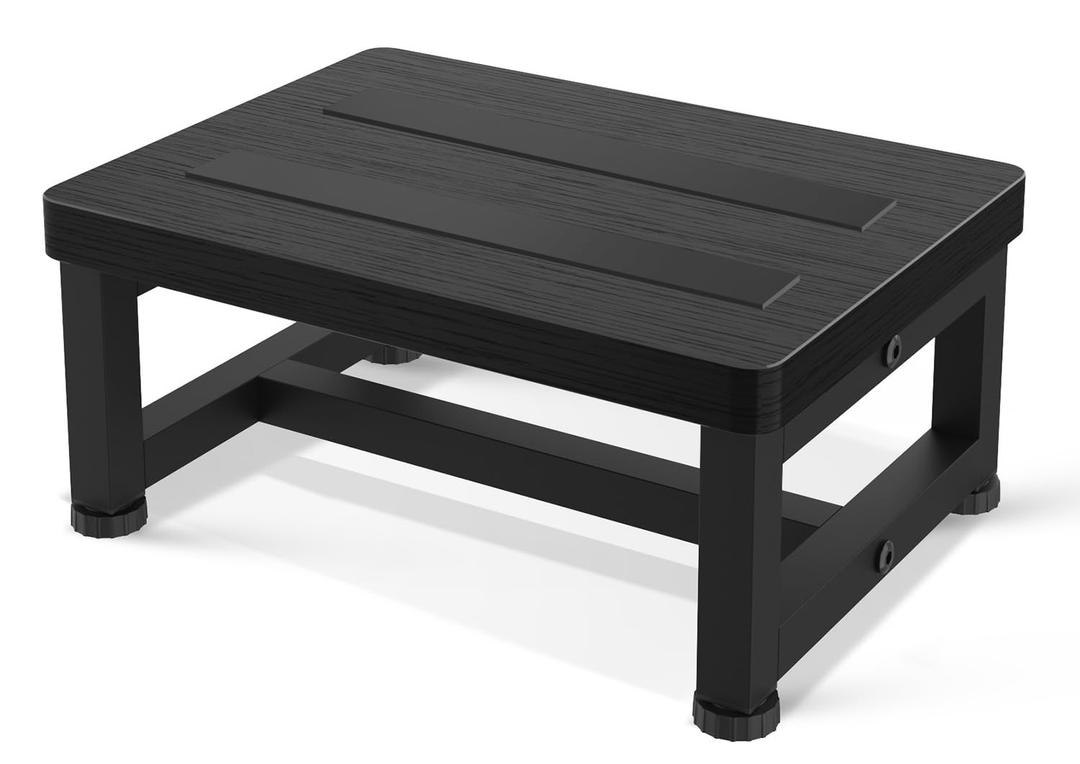 Step Stools for Adults Kids with Non-Slip Rubber Feet, Heavy Duty Wooden Stepping Stools with 500-LBS Capacity for Bedroom Kitchen Bathroom, Sturdy Bed Steps for High Beds, Easy to Assemble, Gray