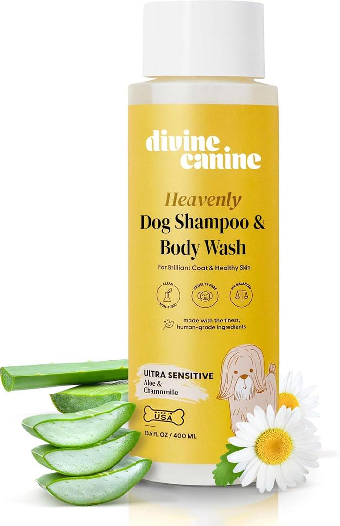 Dog Shampoo and Body Wash - 13.5 Fl Oz of Ultra Sensitive Dog Wash - Made with Aloe and Chamomile for a Healthy Skin and Coat - Made in The USA
