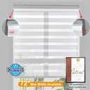 Persilux Cordless Zebra Blinds for Windows (55" W X 64" H, White) Free-Stop Windows Shades Dual Layer Light Control for Day and Night, Light Filtering Sheer Shades for Home, Easy to Install