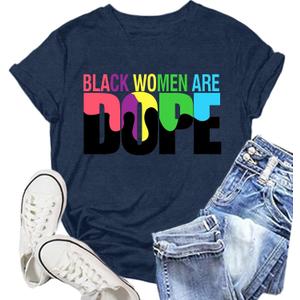 African Proud Shirts for Women Black History T-Shirt African-American Tee Tops (Large, Blue)