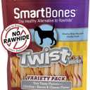 SmartBones Twist Sticks Variety Pack 50 Count, Rawhide-Free Chews For Dogs Made With Real Chicken Or Bacon And Cheese Flavor (SBM-00464) bbd: 11/14/2027
