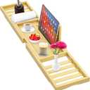Bathtub Tray - Bath Tray Expandable - Bath Table Trays for Bathtub/Tub,Premium Bamboo Wooden, Fits Most Bath Tubs (Bright Yellow)