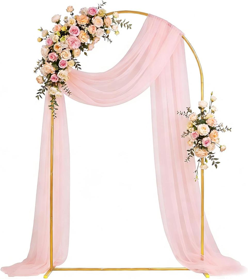 7.2 FT Metal Arch Backdrop Stand, Gold Balloon Arch Stand for Ceremony, Heavy Duty Wedding Arch for Birthday Party, Bridal Baby Shower, Christmas & Holiday Decoration, Easy Assembly