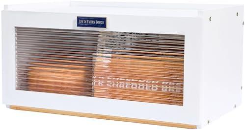 ETMI White Bamboo Bread Box for Kitchen Countertop - Mothers Day Gifts for Mom,Kitchen Essentials Bread Storage for Homemade Bread Pantry Organizers and Storage Bread Holder