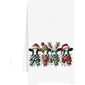 Christmas Cow Kitchen Towels, Highland Cow Kitchen Towels Decor for Bathroom Kitchen Cows Dish Towels Gifts for Women 16x24