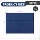 Harloon 100 Pcs A9 Invitation Envelopes 5.75 x 8.75 Inch Self Adhesive Wedding Invitation Envelopes Paper Greeting Card Envelope for Photos Letters Baby Shower Office 110 Gsm Paper (Navy Blue)