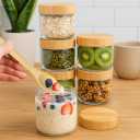 TBWIND 12 Pack 10oz Glass Jars with Bamboo Lids, Spoons, Airtight Overnight Oats Containers, Salad & Yogurt Storage, Mason Jars for Snacks, Spices, Meal Prep Reusable