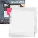 Paper Junkie 100 Sheets 12 x 12 in Translucent Vellum Paper - 93gsm/63lb Printable Tracing Paper for Invitation, Sketching and Card Overlays