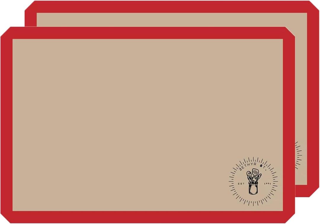 Silicone Baking Mats, Full Size Baking Sheet Liners, Multi Pack,17 x 25 inch, Non-Stick, Silicone Baking Sheet Liner, Perfect For Baking Macarons Cookies And Cakes (Full Size, 2, Baking Mats) (Red)