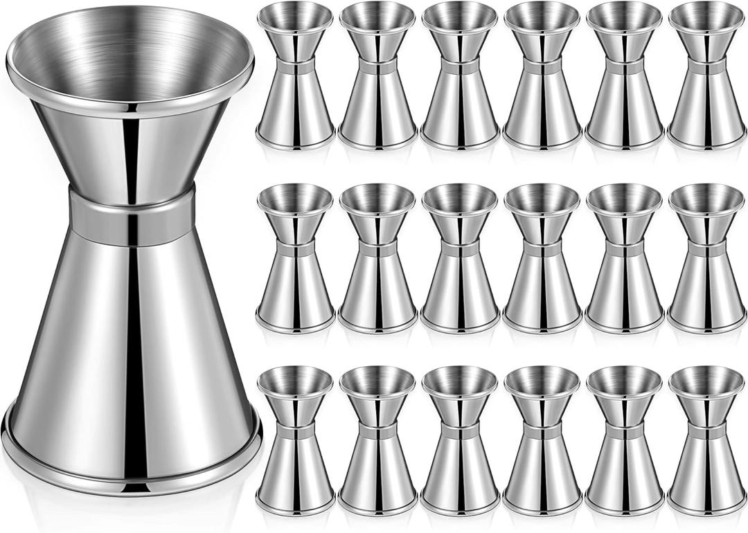Amyhill 18 Pcs Double 1/2 & 1 oz Bar Jigger Stainless Steel Cocktail Shot Jigger Measuring Liquor Cup Bartender Supplies for Bar Bartending Party Amyhill 18 Pcs Double 1/2 & 1 oz Bar Jigger Stainless Steel Cocktail Shot Jigger Measuring Liquor Cup Bartender Supplies for Bar Bartending Party