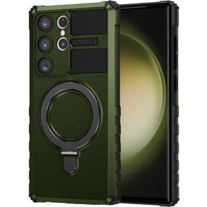 Compatible with Samsung Galaxy S23 Ultra Magnetic Case with Ring Kickstand [Compatible with MagSafe] Military Grade Heavy Duty Case for Samsung S23 Ultra 6.8'' (Not Fit S23), Green