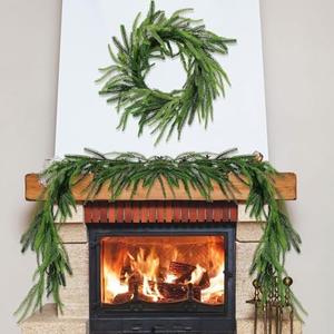 1 Pc 6 Ft Artificial Norfolk Pine Garlands, Christmas Garland,Real Touch Winter Pine Garland, Green Artificial Greenery Garland for Table for Christmas Winter Home Mantel Fireplace Holiday Party
