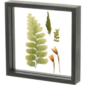 uxcell Wooden Pressed Flower Frame Handmade, 8x8 Inch Square Floating Picture Frame Double Glass Frame for Pressed Flowers Artwork Photo Frame Tabletop Display, Black