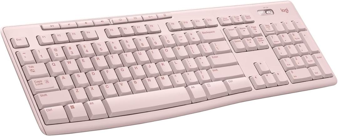 Logitech K270 Wireless Keyboard for Windows, 2.4 GHz Wireless, Full-Size, Number Pad, 8 Multimedia Keys, 2-Year Battery Life, Compatible with PC, Laptop - Rose (1 Pack)