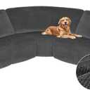 Arfntevss Sectional Recliner Couch Covers Velvet Corner Sectional Sofa Cover for Reclining Stretch Soft L Shape Recliner Slipcover Thick U Shaped Washable Protector (5 Seat Cover, Charcoal Gray)