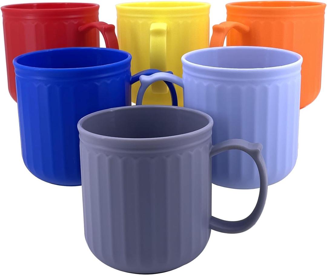 YUYUHUA 13 oz Plastic Coffee Mugs set of 6 - Unbreakable Coffee Mug, BPA Free Microwave & Dishwasher Safe - Reusable Thick Wall Drinking Cups for Indoor and Outdoor (Assorted Color)