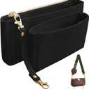 Soyizom Multi Pochette Accessories Purse Organizer Insert for Women,2 Packs Bag Purse Organizer Insert Fits for Pochette Tote Bag Organizer Bag in Bag with Key Chains and Zipper,Black