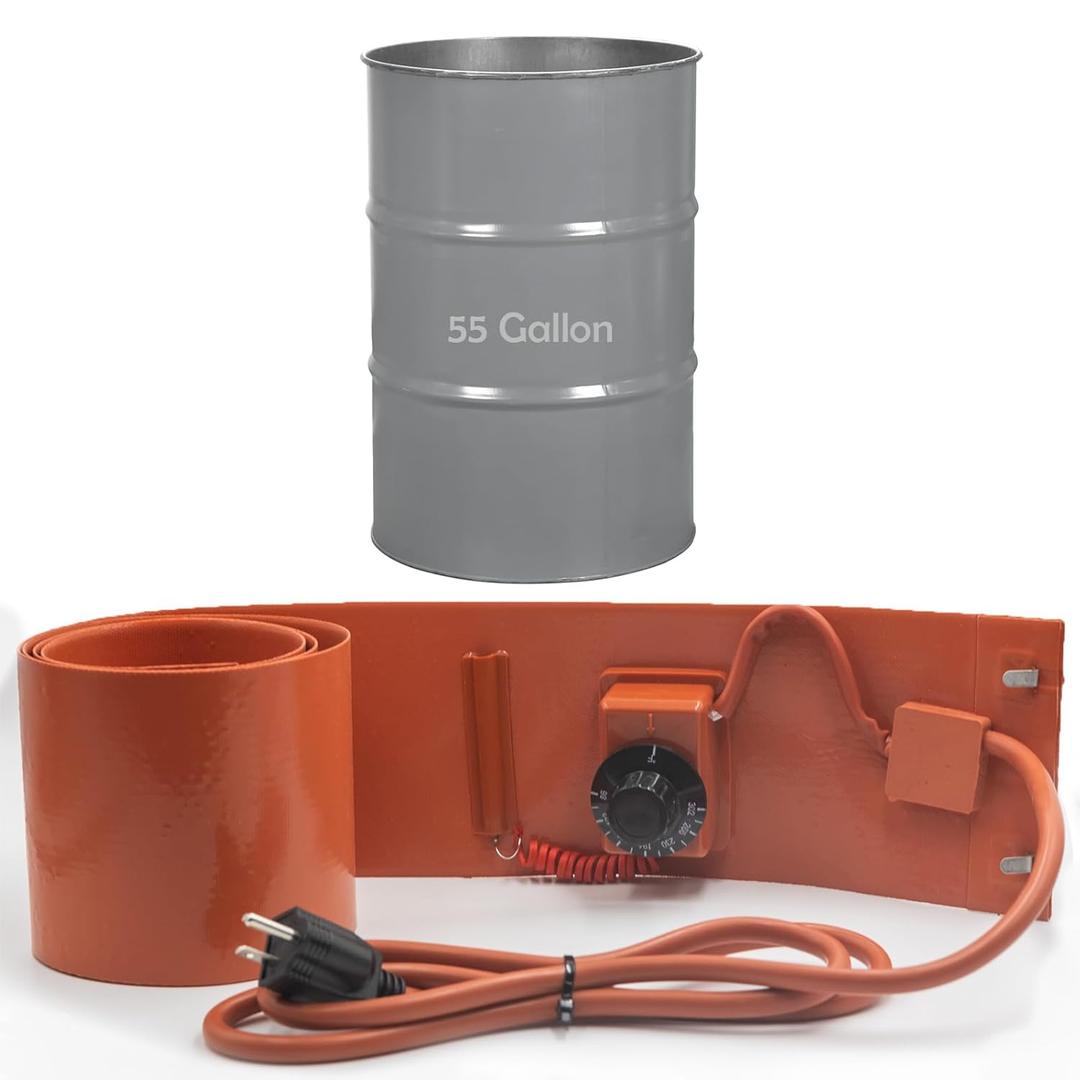 55 Gallon Drum Heater Band for Grease Kegs, Honey Drums & Water Buckets 120V 1200W with Twist Temperature Controller (86F to 302F)