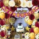Graduation Decorations Maroon Gold 2026/Burgundy Gold Graduation Decorations Burgundy Balloons/Maroon Grad Congrats Banner/Burgundy Grad Party ASU Fsu