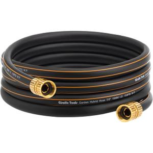Giraffe Tools Garden Hose 5/8" Custom Length, No Kink, Flexible, Leakproof Water Hose, 600 Burst PSI, 10ft Double Female Fittings,Black Orange
