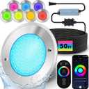 6 12v LED Pool Light, 12w RGB Swimming Wall Mount Pool Lights Nicheless with 50FT Cord, IP68 Waterproof Underwater Pool Spa Light for Wall Mount ONLY(Transformer & Controller Included)
