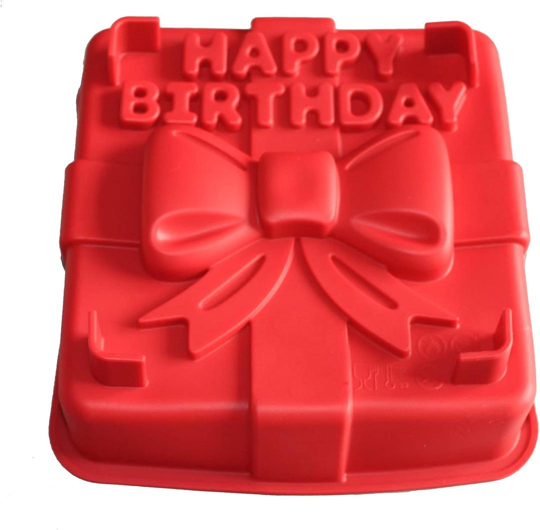 8-inch Happy Birthday Gift Box Cake Pan Pizza Gelatinas Baking Silicone Square Mold
