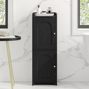 Hzuaneri Bathroom Storage Cabinet, Small Corner Floor Cabinet with 2 Doors and Adjustable Shelf, Narrow Toilet Paper Cabinets, Bathroom Organizer for Small Spaces, 7.9" D x 9.8" W x 29.5" H Black