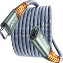 AINOPE USB C Extension Cable 6.6FT, 20Gbps/240W USB3.2 Type C Extender Cord, 4K@60Hz Video Output Nylon Braided USB C Female Extension Cable for PSVR2/Hub/iPhone 16/MacBook/iPad/Magsafe Charger, Grey