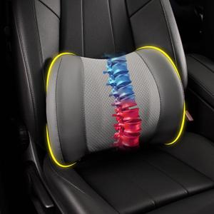 Lofty Aim Lumbar Support Pillow for Car, Memory Foam Lumbar Pillow for Lower Back Pain Relief - Back Cushion for Driving, Chair Support for Car-Office Chair, Wheelchair - Dark Grey, 16.9*12.2*4