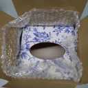 GlikCeil Blue and White Tissue Box Cover Wooden Floral Bird Vintage Square Tissue Box Holder for Bedroom Bathroom Office Desk Countertop Modern Farmhouse Decor, 6 x 6 x 6 Inch