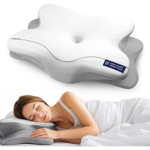 Cervical Neck Pillow for Side & Back Sleepers, Ergonomic Memory Foam Pillow for Sleep Apnea, Neck Pain Relief, Neck Support Pillow with Washable Pillowcase, Supportive Bed Pillow for Neck
