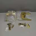 2 Pack Closet Door Handles Interior Non-Locking Lever Set for Hallway Door or Closet with Satin Brass Finish, Reversible for Right or Left Side