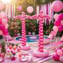 LaRandom 2 Pcs Giant Inflatable Pink Palm Trees Hot Pink Beach Themed Party Blow up Outdoor Decorations for Women Summer Beach Hawaiian Theme Birthday Photo Booth Pool Entrance Decor (5.5 ft)