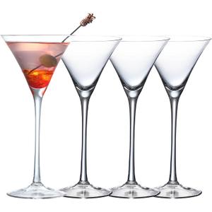Crystal Martini Glasses, Set of 4, Hand Blown Stemware for Cocktails, 4.6oz