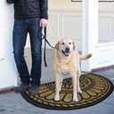 Mibao Half Round Door Mat, Non-Slip Welcome Entrance Way Mat, Durable Rubber Door Mats, Low-Profile Heavy Duty Doormat, Half Circle Mats for Garage, Patio, High Traffic Areas, 23.5" x 35.5", Brown, 1'11" x 2'11"