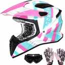 Youth Dirt Bike Helmet Kids Full Face Motorcycle Helmet for Off-Road ATV Street Riding, DOT Approved Kids Motocross Helmet with Goggles & Gloves L