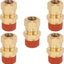 5PCS 1/2" Tube OD x 1/2" NPT Thread Connect Fittings Brass Union Straight Joint DOT Approved, Air Line Adapter Air Suspension Kit for Truck Trailers and Air Brake System