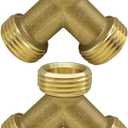 Uenede 2PCS Garden Hose Splitter Brass 3/4" GHT Male Thread Heavy Duty 2 Way Y Connector Garden Hose Adapter for Backyard Water Tap, Outlet, & Spigot