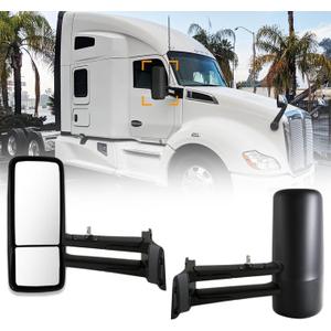Door Mirror for Kenworth T680 T880 Replacement Driver Side Left Mirrors for Kenworth Truck Heated Adjustable Door Mirror for T880 T680 Semi Truck Accessories Black