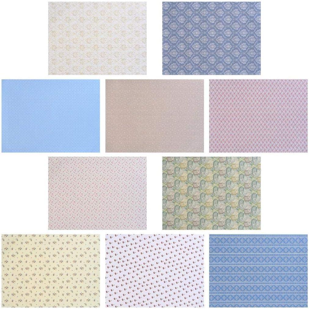 10 Sheets Dollhouse Wallpaper Miniatures Dolls House Floor Paper Card Sticker Effect Paper Flooring Paper Gloss Card Sheet Mini Lovely Wall Paper DIY 1/12 1/6 Scale Dolls House Floorboards Real Life