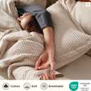 Bedsure Cotton Duvet Cover King - 100% Cotton Waffle Weave Beige Duvet Cover King Size, PureWoven Breathable Bedding Set for All Season, 3 Pieces, 104"x90"