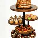 Cupcake Stand, Rotatable Wood Cake Stand, 4-Tier Cupcake Tower, Rustic Tiered Tray Stand for 50 Cupcakes, Dessert Table Display Set for Tea Party, Weddings, Birthday(Brown)
