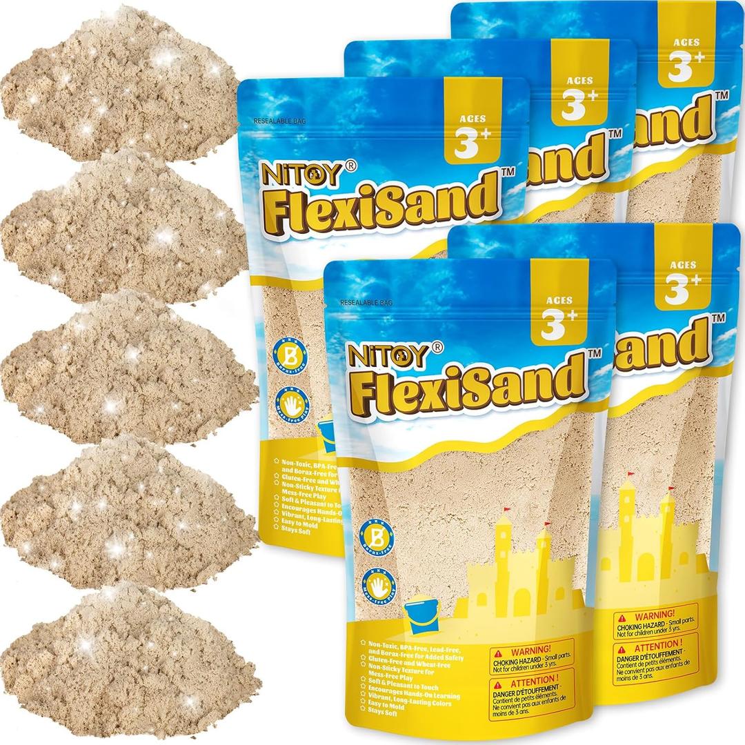 FlexiSand 11 Lbs Fun Sand for Kids, Safe Non-Toxic Eco-Friendly Molding Sand for Stress Relief&Skill Development,Easy-to-Shape Mess-Free Formula Enhances Imagination&Creativity (Original Color)