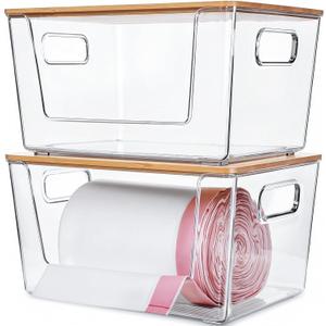 Citylife 2-Pack Extra Large Trash Bag Holders with Bamboo Tops and Handles, Laundry Room Organization and Storage for Home, Kitchen, Under-Sink Garbage Bag Dispenser Citylife 2-Pack Extra Large Trash Bag Holders with Bamboo Tops and Handles, Laundry Room Organization and Storage for Home, Kitchen, Under-Sink Garbage Bag Dispenser