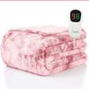 Homemate Heated Blanket Electric Throw - 50"x60" Heating Blanket Throw 1/2/4/6/8 Hours Auto-Off 10 Heat Levels Over-Heat Protection Luxury Faux Fur Sherpa ETL Certification (22 - Tie-dyed Pink)